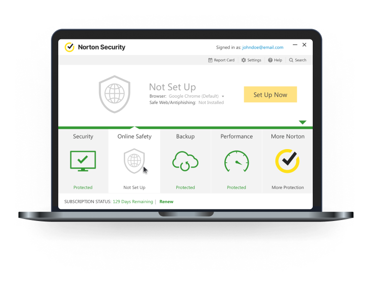 Immagine di macbook con norton security non configurato.